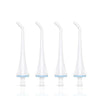 A pack of four white replacement tips for a water flosser oral irrigator