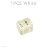 A single white dual pencil sharpener for cosmetics and art supplies.