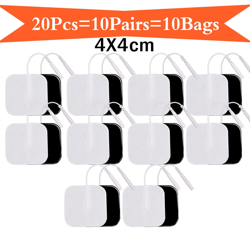 Un jeu de 10 paires ou 10 sacs de pâtes électrodes réutilisables non tissées pour la stimulation musculaire, mesurant 4x4cm.
