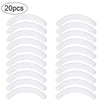 Un juego de 20 almohadillas reutilizables para curvar pestañas de goma blanca, dispuestas en filas.