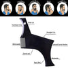 A set of beard shaping tools including a straight cut, curve cut, mustache, and neck line guide.