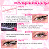Five steps for applying DIY lash extensions showing shaking, brushing, pinching, bonding, and sealing the lashes.
