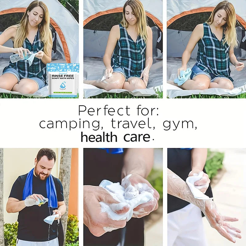 Lot de serviettes de bain jetables en vrac utilisées pour l'hygiène personnelle à l'extérieur et à la salle de sport.