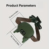 A dark green 4D bionic massager for neck and shoulder relief shown with dimension lines.