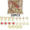 Un set de 20 piedras de imitación de oro y rojo para decoración de uñas.