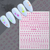 A collection of laser gold and silver 3D alphabet nail art stickers featuring various letters and symbols.