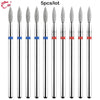 A set of five diamond nail drill bits for professional manicures, shown vertically.