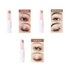 A set of three gradient eye shadow sticks in red-brown, brown coffee, and rose gold shades shown with close-up eye applicatio
