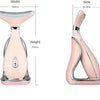 A pink LED photon therapy neck and face massager shown from the front and side views.