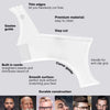 A white beard shaping stencil comb with thin edges and a curve guide for styling beards.