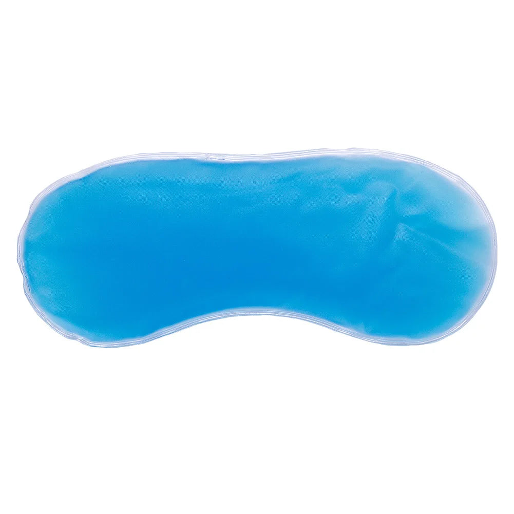 Un oreiller de glace bleu translucide en forme de masque pour la relaxation.