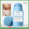 A light blue tube of Barubt Ocean Pore Clay Stick with a round applicator and a close-up of skin texture.