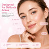 A woman applies a balm to her face, highlighting delicate areas like under eyes, cheeks, lips, and neck for a hydrated look.