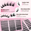 A display of EIMNY Eyelashes Manga lash cluster in various lengths and styles.