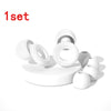 A set of white silicone ear plugs for sleep and protection, shown in a close-up view.