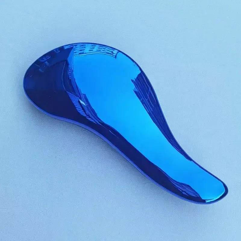 A bright blue classic detangling hair brush is shown against a light background.
