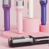 A collection of various hair clippers and trimmers in purple, pink, and white displayed on a light background.