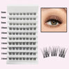 A clear plastic storage rack displaying various lengths of black mink false eyelashes.