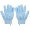 Pair of light blue silicone back scrubber brushes with long handles for deep cleansing and exfoliating massage