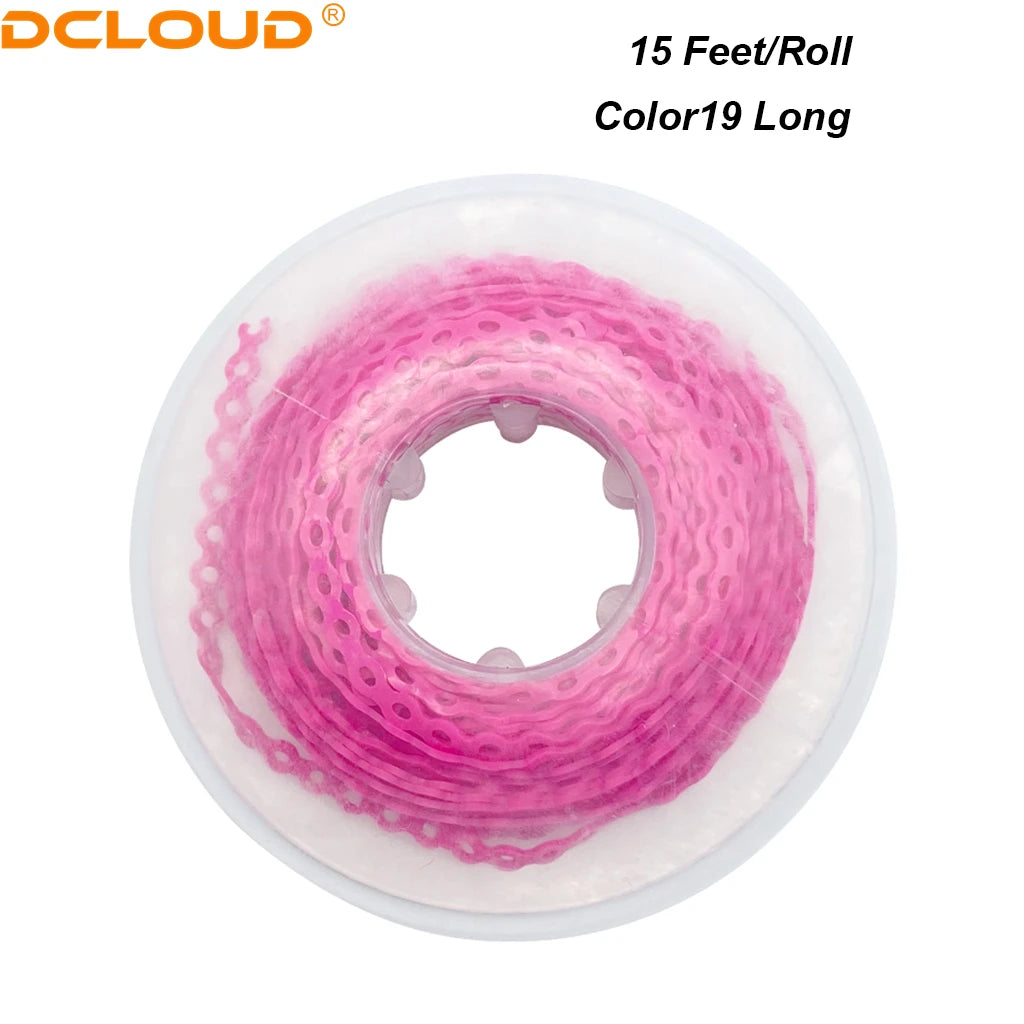 Roll of 15 feet of Color 19 long dental orthodontic elastic chains
