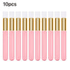 A set of ten pink and gold eyelash extension cleaning brushes with nylon bristles.