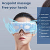 A woman is using a smart eye massager to perform acupoint massage on her hands and face.