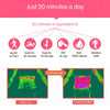 Infographic showing that 20 minutes of exercise is equivalent to an hour of jogging, 30 minutes of swimming, 30 minutes of yo