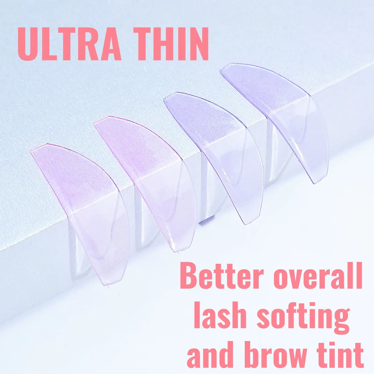 Ultra thin silicone lash lift pads in purple tint shown on a white background.