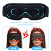 Máscara para dormir ergonómica negra en 3D, diseñada para bloquear la luz, mostrada junto a una comparación de su efectividad