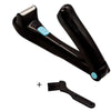 Black folding back shaver for men with an adjustable handle and a separate brush.