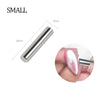 A silver nail magnet wand with a 25mm length and a 5mm tip, shown next to a hand for scale.