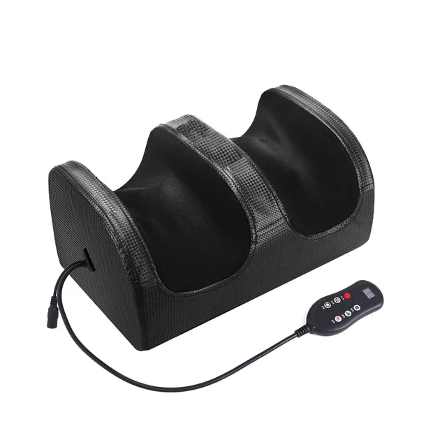 Black heated shiatsu foot massager device with a cord and control unit
