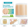 Three steps showing how to use silicone scar sheets for scar reduction treatment