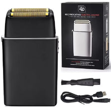 Kit de rasoir électrique rechargeable noir professionnel avec tête, foil et câble de charge.