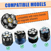 A collection of magnetic replacement shaving heads for electric shavers shown in various colors and angles.