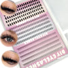 A cosmetic product showing various rows of DIY wispy extension eyelashes for eyes.