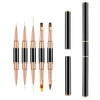 A set of professional double-ended nail art brushes in black and gold.