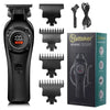 A black Hatteker HT-6105 professional hair clipper and accessories displayed on a white background.