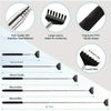 A set of extendable metal back scratchers and hand massagers in black and silver, showing various sizes.