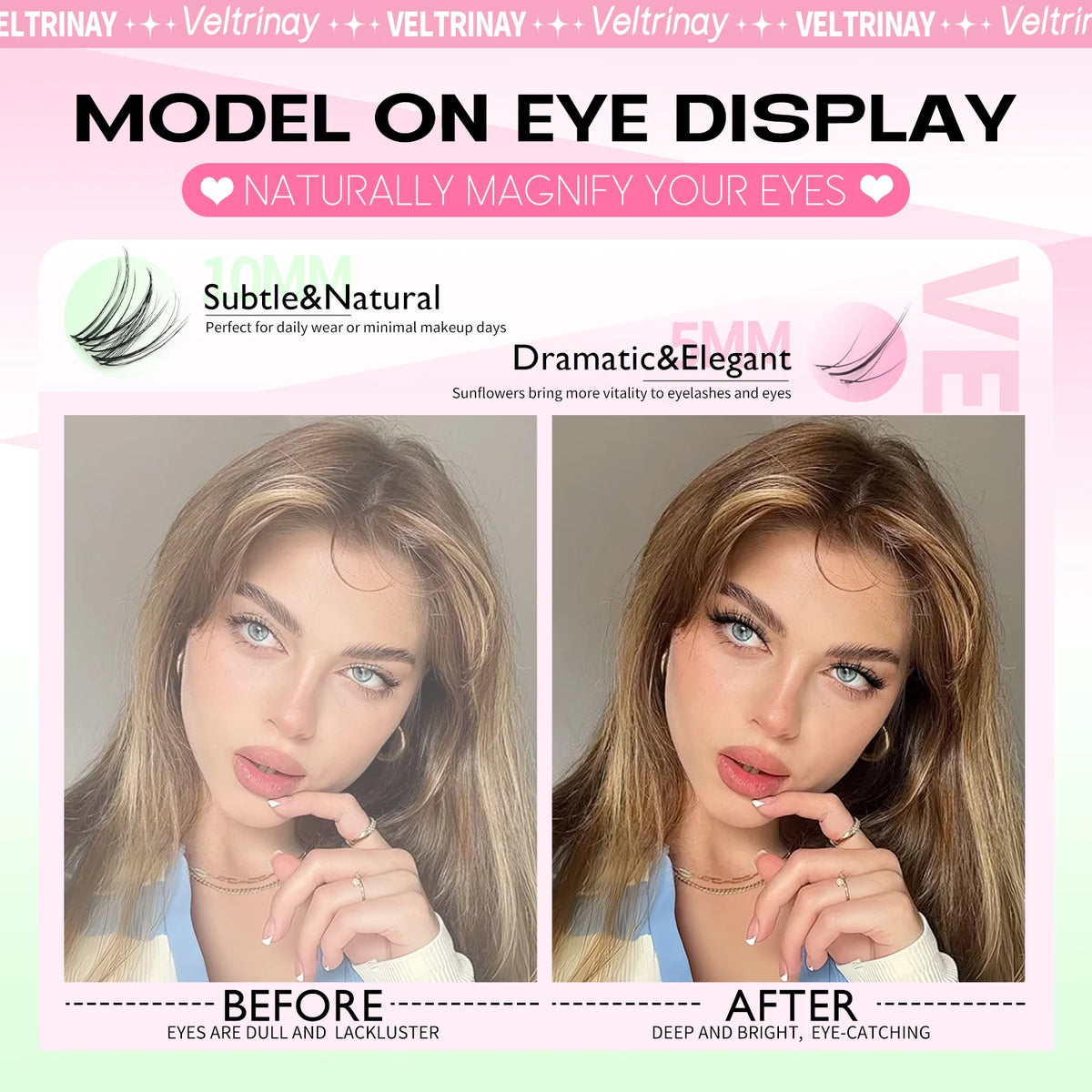 Comparación antes y después mostrando rastas naturales para la expresión de los ojos