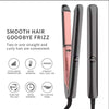 A black and pink professional ceramic flat iron hair straightener with a detachable barrel shown vertically.