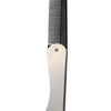 A black foldable anti-static steel comb with a silver body and teeth.