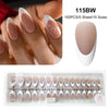 A set of 150 pieces of nude pink ballet length false fingernails in various sizes displayed on a clear plastic tray.