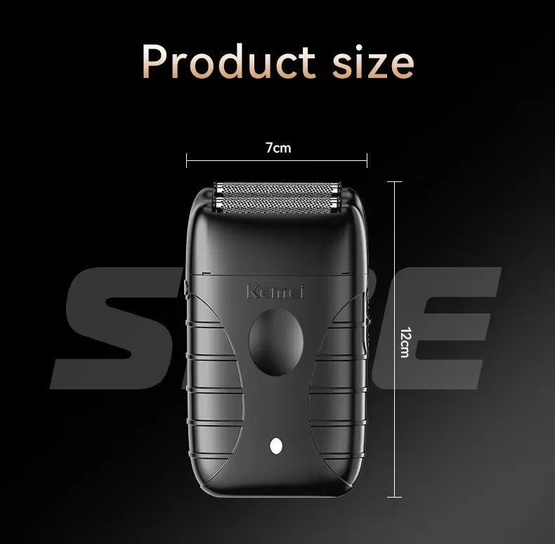A black professional electric hair clipper grooming kit shown with dimension lines.