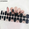 A set of black UV gel nail stickers for full coverage decals on fingernails.