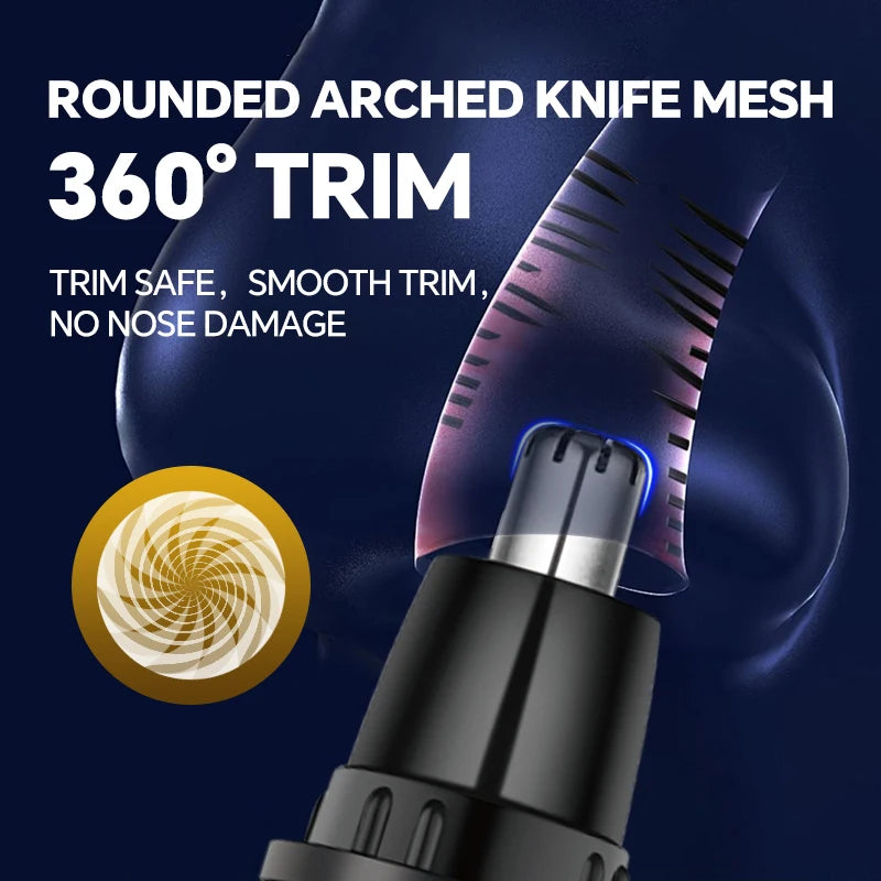 Close-up of a rounded arched knife mesh trimmer being used on hair, showing the trim process.