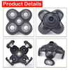 A set of universal replacement shaver heads in black, showing various configurations and angles.