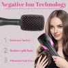 A woman is holding a black negative ion hair dryer and looking at the camera, demonstrating its use for hair styling.