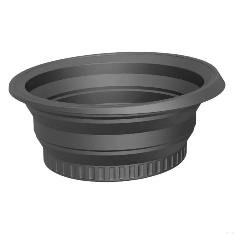 A dark gray silicone foldable ice bath bowl designed for facial plunge.
