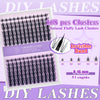 A display of 168 pcs clusters of natural fluffy lash clusters in black for DIY lashes.